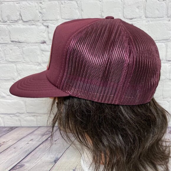 Vintage Trucker Hat Mesh Cap Snapback Burgundy Bayford - Merrifield Investment - Picture 2 of 9